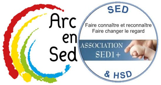 logos des associations Arc-en-Sed et Sed1+ pour les syndromes d'Ehlers-Danlos