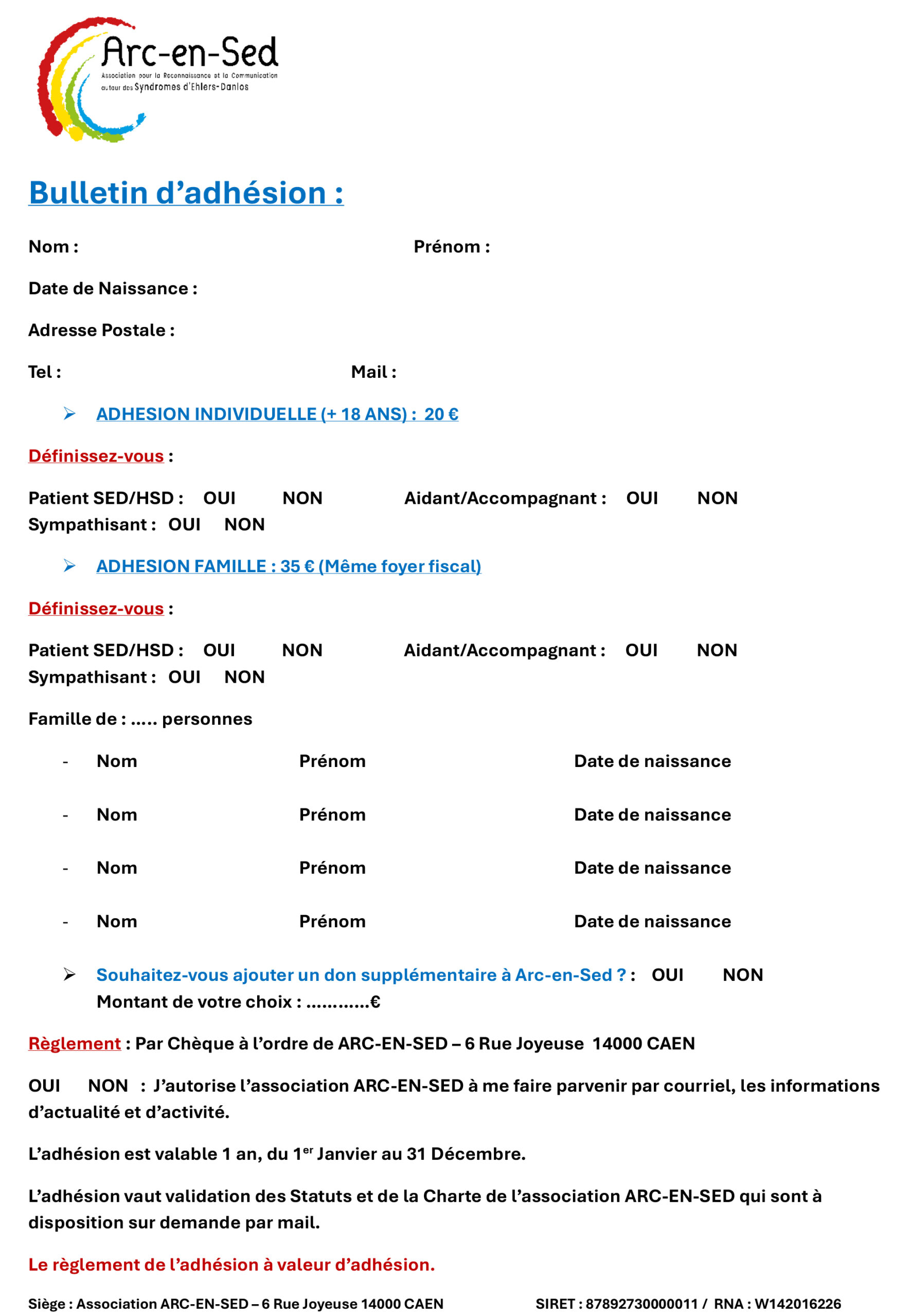 Courrier renouvellement adhésion 2025