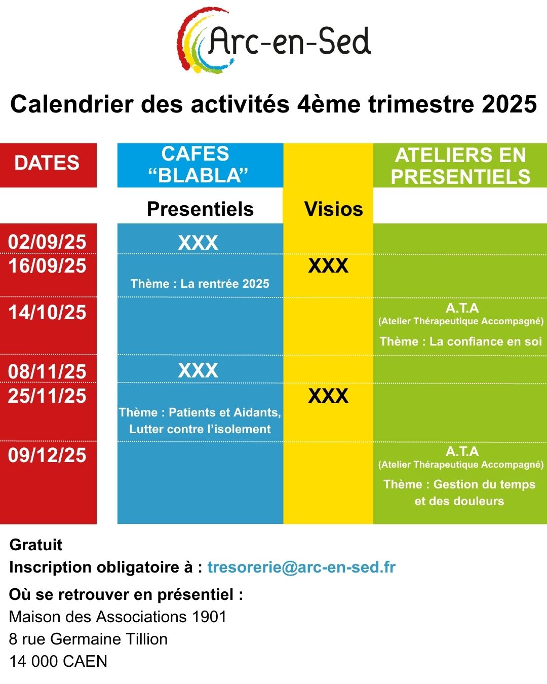 calendrier des activités